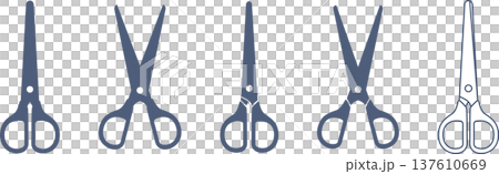 ハサミを持つ部分が覆われたハサミのオープンとクローズしたアイコンの素材セット 137610669
