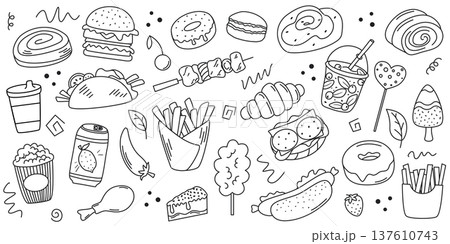 Simple hand drawn street food illustration 137610743
