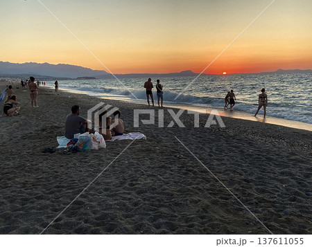 Creta, Greece. Creta sea beach is well known for its clear water beaches and excellent relaxing and is fast becoming a popular destination for international tourists. 137611055
