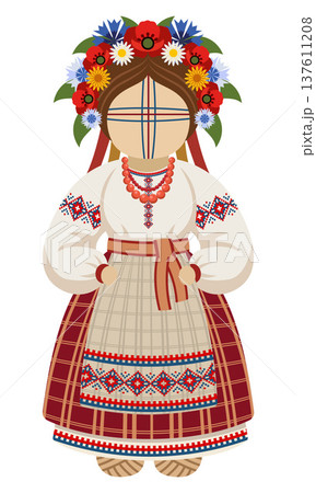 ukrainian motanka doll a traditional handmade talisman and symbol of ukrainian culture stylized vector illustration 137611208