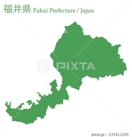日本のベクターイラスト地図素材:福井県全体地図 日本のベクターイラスト地図素材:福井県全体地図 137611285