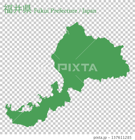 日本のベクターイラスト地図素材:福井県全体地図 日本のベクターイラスト地図素材:福井県全体地図 137611285