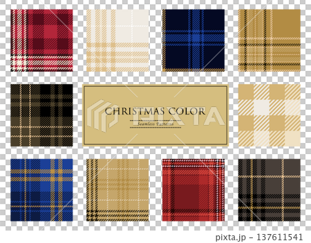 クリスマスカラーのシームレスなツイードチェックパターン 137611541