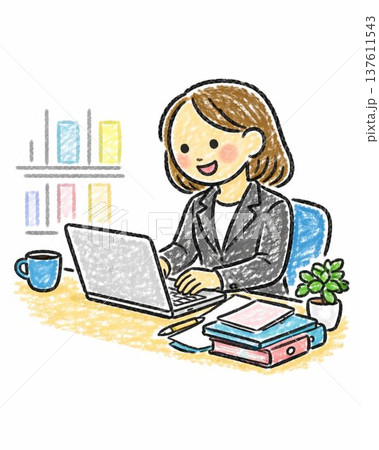 デスクワークをする女性社員 137611543