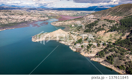 Embalse del Negratin. Aerial Drone High Resolution Shot. Ecotourism. Granada. Spain 137611845