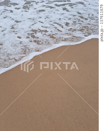 It is a sandy beach with waves crashing in. It is a sandy beach with waves crashing in. 137611879