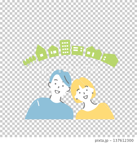Illustration material of couples and cityscapes Illustration material of couples and cityscapes 137612300