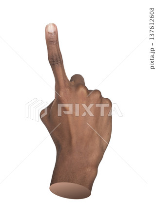 Hand gesture with right index finger pointing and clicking in tap pose, isolated on white. Close up. Hand gesture with right index finger pointing and clicking in tap pose, isolated on white. Close up. 137612608