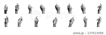 Hand index finger clicking pressing isolated background. Gesture set different angles tapping pointing selecting action. Digital interaction concept, user interface control.. Hand index finger clicking pressing isolated background. Gesture set different angles tapping pointing selecting action. Digital interaction concept, user interface control.. 137613089