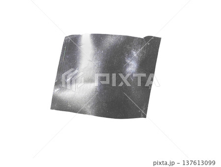 Bent metallic foil sheet with reflective silver surface, fine scratches, and soft creases. Abstract Bent metallic foil sheet with reflective silver surface, fine scratches, and soft creases. Abstract 137613099
