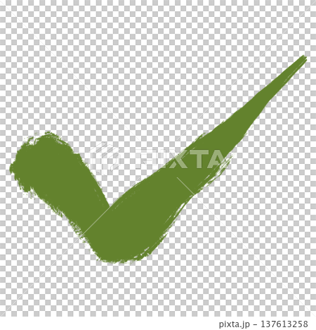 Brush-drawn check mark, center line, moss 137613258