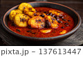Traditional Ghanaian Red Red Bean Stew with Plantains 137613447