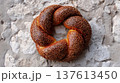 Traditional Turkish Simit Sesame Bread Ring 137613450