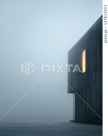 Minimalist Black Timber House in the Mist 137613453