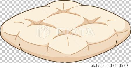 Cozy Tufted Floor Cushion Illustration, Minimalist Cream Seat Pillow Vector, Comfortable Home Decor and Interior Design Element 137613579