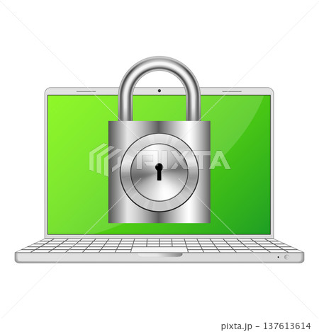 Laptop and closed lock on the screen, secure laptop data security 137613614