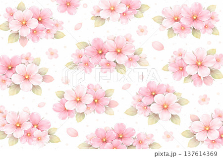 桜シリーズ：重なりを抑えた整然としたランダム背景 137614369