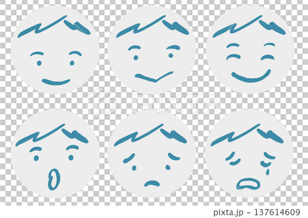 簡單的男性面部表情圖示集(藍色) 簡單的男性面部表情圖示集(藍色) 137614609