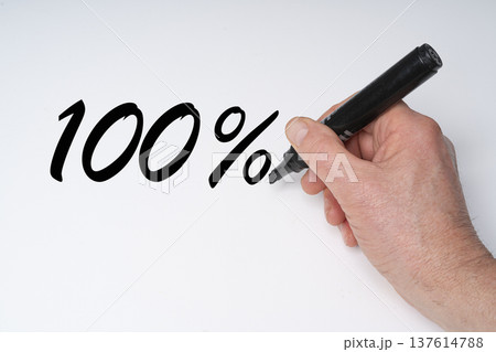 the percentage of 100 percent written in black marker the percentage of 100 percent written in black marker 137614788