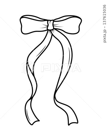Cute bow and doodle contour ribbon on a white background. Vector illustration of hair jewelry, gift. Cute bow and doodle contour ribbon on a white background. Vector illustration of hair jewelry, gift. 137615036