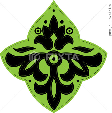 Vintage plant diagonal motif. Classic embroidery isolated design element. Green black plant element. Fantasy geometric shape and stitching Vintage plant diagonal motif. Classic embroidery isolated design element. Green black plant element. Fantasy geometric shape and stitching 137615180