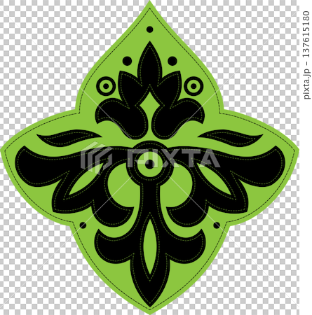 Vintage plant diagonal motif. Classic embroidery isolated design element. Green black plant element. Fantasy geometric shape and stitching Vintage plant diagonal motif. Classic embroidery isolated design element. Green black plant element. Fantasy geometric shape and stitching 137615180