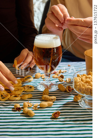 Craft beer with snacks casual bar table sharing concept Craft beer with snacks casual bar table sharing concept 137615722