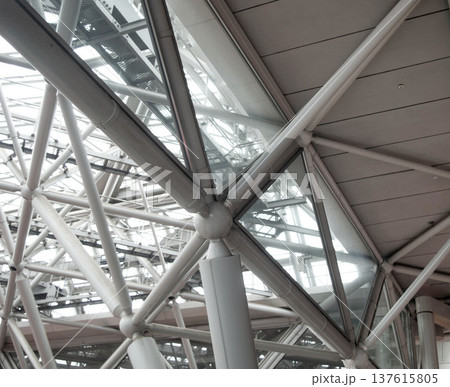 見本市会場 鉄骨 トラス 骨組み 天井 137615805