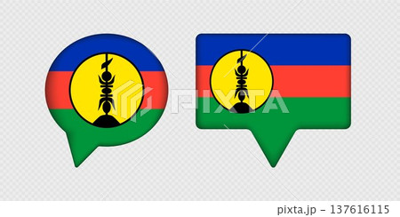 Flag of New Caledonia in speech bubble. 137616115