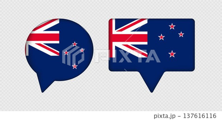 Flag of New Zealand in speech bubble. Flag of New Zealand in speech bubble. 137616116