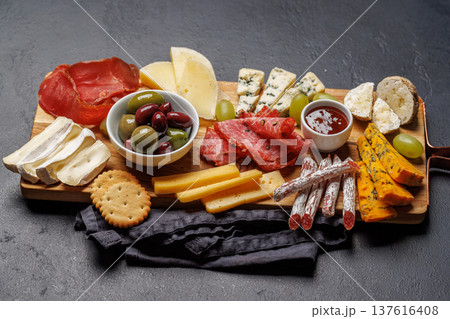Cheese and meat assortment for wine 137616408