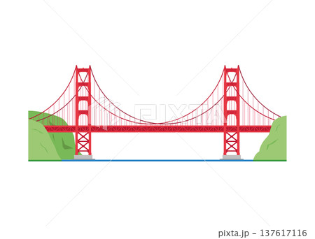 Golden Gate Bridge in San Francisco, USA, isolated on white background vector illustration. Monuments and landmarks Series 137617116