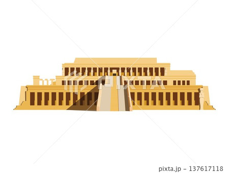 Hatshepsut Temple in Egypt isolated on white background vector illustration. Monuments and landmarks Series 137617118