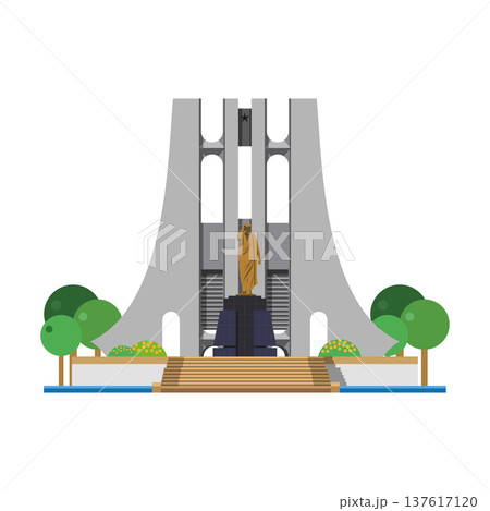 Kwame Nkrumah Mausoleum in Accra, Ghana, isolated on white background vector illustration. Monuments and landmarks Series 137617120