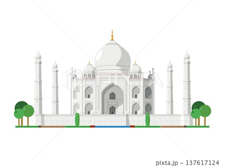 Taj Mahal in Agra, India, isolated on white background vector illustration. Monuments and landmarks Series 137617124