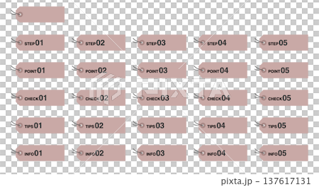 ステップ・ポイント・チェック・TIPS・INFOの番号付きタグラベルセット ダスティピンクのミニマル ステップ・ポイント・チェック・TIPS・INFOの番号付きタグラベルセット ダスティピンクのミニマル 137617131
