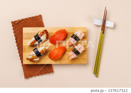 Sushi set on plate 137617322