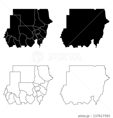 Sudan Outline and Solid Fill Map Set. 137617565