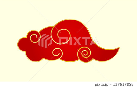 Red Gold traditional Chinese cloud. Luxury gradient element Red Gold traditional Chinese cloud. Luxury gradient element 137617859
