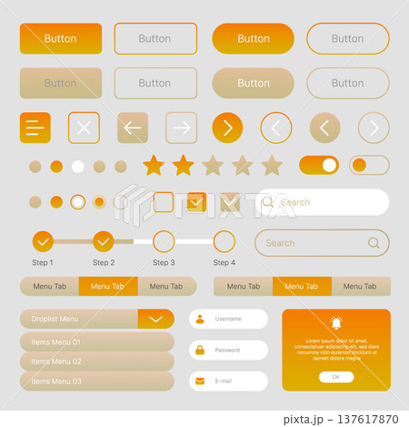 Modern Web UI Toolkit Buttons Icons Sliders Interface Elements 137617870