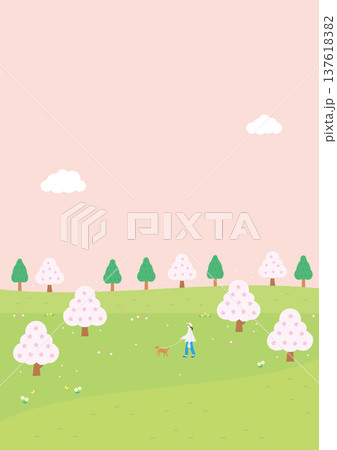 春の素材2026（散歩）-2文字なしベク 137618382