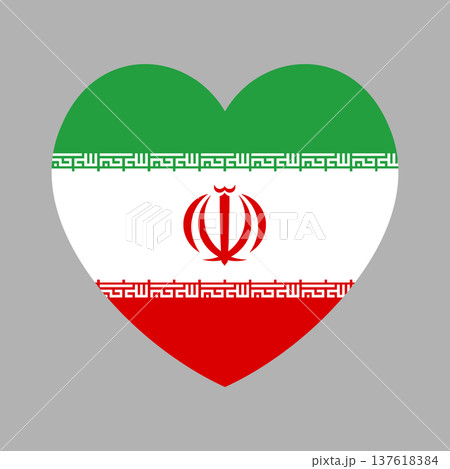 National Flag of Iran heart icon, badge. Iran flag symbol in heart shape. Button, banner, sticker. National sign of Iran. 137618384