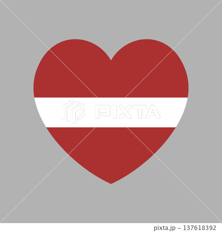 Latvia flag heart shaped badge, sticker. National Latvian flag button, icon in heart shape. 137618392