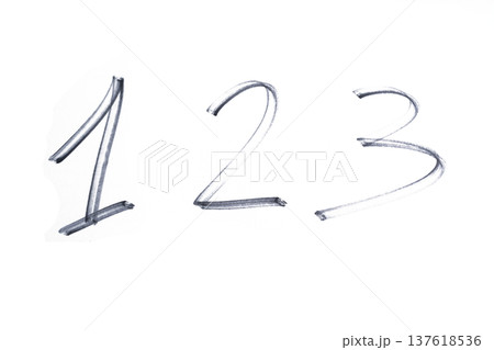 the numbers 1, 2 and 3 written in black marker the numbers 1, 2 and 3 written in black marker 137618536