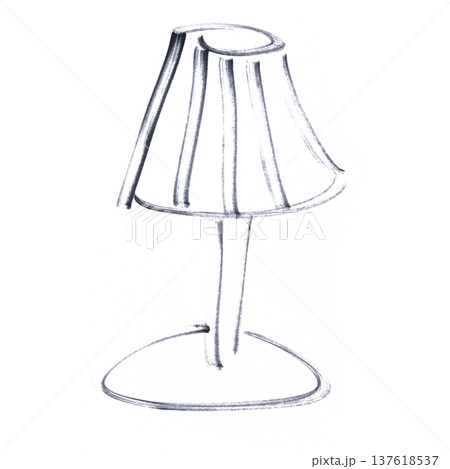 A table lamp drawn with a black marker A table lamp drawn with a black marker 137618537