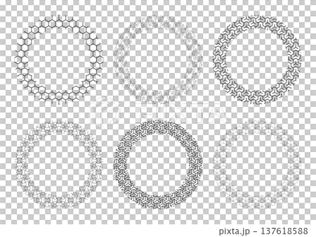 黑白日式圖案圓形相框套裝 137618588