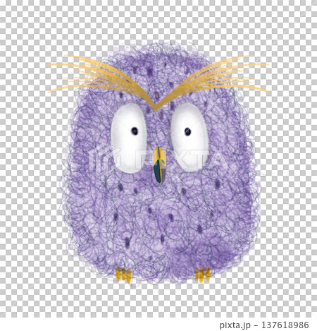 Owl is purple. Cartoon character. Watercolor, pastel, pencil. Cute, delicate illustration in a simple, flat style. Isolated. A design element Owl is purple. Cartoon character. Watercolor, pastel, pencil. Cute, delicate illustration in a simple, flat style. Isolated. A design element 137618986