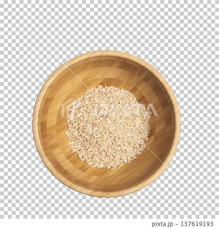 brown rice in a wooden bowl 137619193