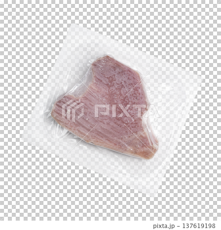 a slice of frozen tuna in a plastic bag a slice of frozen tuna in a plastic bag 137619198