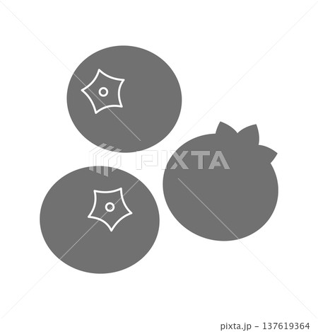 ブルーベリーのシンプルシルエットアイコン（モノクロ） 137619364